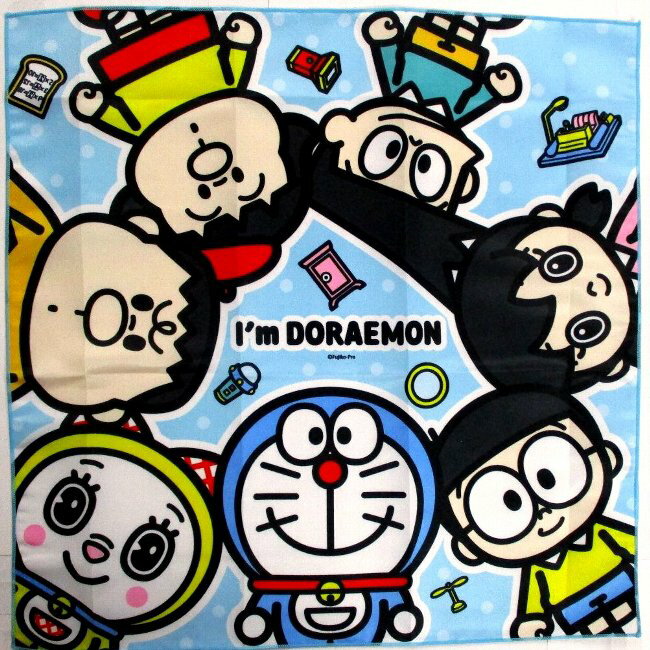 Rakuten - キャラクター ランチクロス ドラえもん（ I'm Doraemon ポップ ブルー系 )（ サイズ 約43×43cm ポリエステル100％ ) （ ランチクロス ドラエもん ランチクロス どらえもん ランチョンマット 給食ナフキン ランチマット ）【メール便 OK】