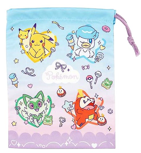 Drawstring Bags - キャラクター 巾着袋 （ きんちゃく袋 ) ポケットモンスター（ POKEMON ファンシータイム パープル系 ）（ サイズ 約20.5×14.8cm 内マチ8cm ) （ 巾着 ポケットモンスター 巾着 ポケモン 巾着 コップ袋 ポケモン コップ袋 巾着袋 ポケモン コップ入れ）