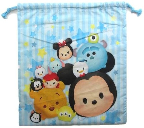 キャラクター 巾着袋 （ きんちゃく袋 ) ディズニー ツムツム （ メーカー表記L ) （ スター ブルー ) （ 巾着 袋 巾着ポーチ きんちゃく キッズ 子供 小物入れ お弁当袋 手提げ 手さげ 給食 遠足 ) 【メール便 （ ゆうパケット ) OK】のサムネイル
