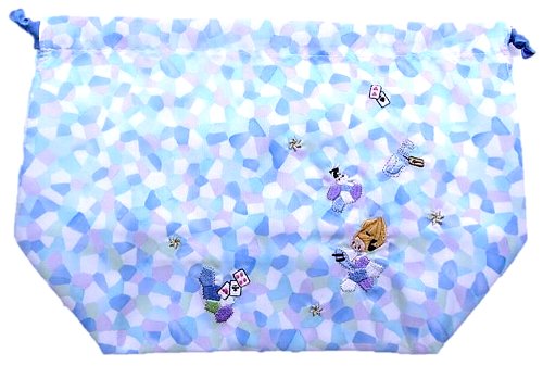 Drawstring Bags - キャラクター 巾着袋 （ きんちゃく袋 ) アリス （ 中サイズ ) マチ付き （ ブルー ) （ 巾着 袋 巾着ポーチ きんちゃく キッズ 子供 小物入れ お弁当袋 手提げ 手さげ 給食 コップ袋 コップ入れ )