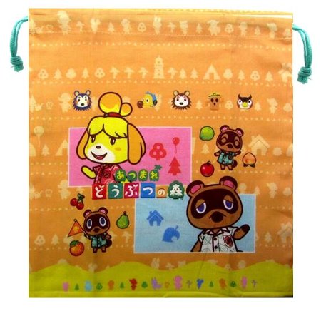キャラクター 巾着袋（きんちゃく袋）あつまれ どうぶつの森 (メーカー表記 Mサイズ ) （ オレンジ系 )..
