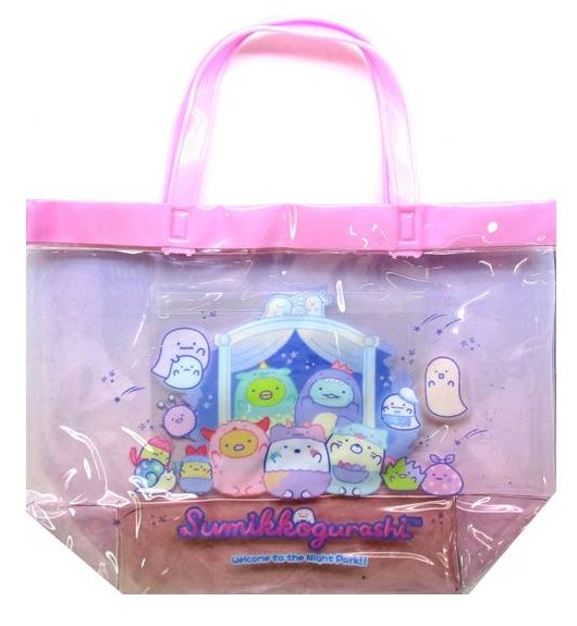 キャラクター ビニールバッグ （ プールバッグ ) トート すみっコぐらし マチあり （ ピンク系 )（ サ..
