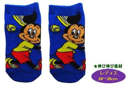 キャラクター ソックス （ 靴下 ) ミッキーマウス （ レディス23〜25cm ) （ テニス/青 ) 【メール便 （ ゆうパケット ) OK】