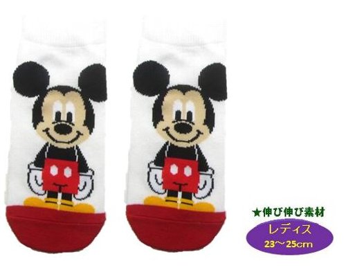 キャラクター ソックス （ 靴下 ) ミッキーマウス （ レディス23〜25cm ) （ ミッキーポップ オフ/赤 ) 【メール便 （ ゆうパケット ) OK】