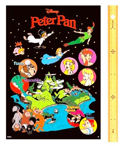 キャラクター ポスター ステッカー シール ピーターパン （ マップ ) （ サイズ　約29.7×21cm A4サイズ 1枚入り ) ( ステッカー ピーターパン ステッカー ディズニー ステッカー ポスターステッカー デコステッカー ディズニー )