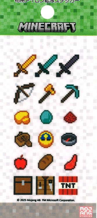 乐天商城 - ◇ キャラクター 布用アイロン転写ステッカー マインクラフト S2（ シート全体の大きさ　約10cm×6cm ) 計18枚入り （ ステッカー マインクラフト ステッカーマインクラフト マインクラフト ステッカー マインクラフトステッカー マイクラ 布転写 )