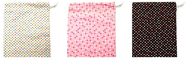 <廃番で在庫処分のため訳ありお買い得品 ・3割引!> コップ袋 ( 手作り ) カラフル水玉 ( 小玉 ) ( コップ入れ 給食袋 巾着袋 きんちゃく袋 小 ミ...