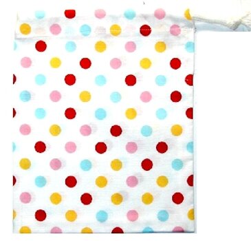 <廃番で在庫処分のため訳ありお買い得品 ・3割引!> コップ袋 ( 手作り ) カラフル水玉 ( 大玉 ) ( コップ入れ 給食袋 巾着袋 きんちゃく袋 小 ミ...