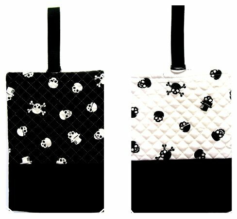 <廃番で在庫処分のため訳ありお買い得品 ・3割引!> シューズバッグ ( 手作り ) 切り替えあり ドクロスカル ( シューズケース シューズバック 上靴入れ ...