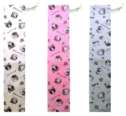 たて笛入れ＜手作り＞ 猫の花飾り （ 縦笛入れ 縦笛 ケース 縦笛 袋 たて笛ケース ものさし入れ 定規入..