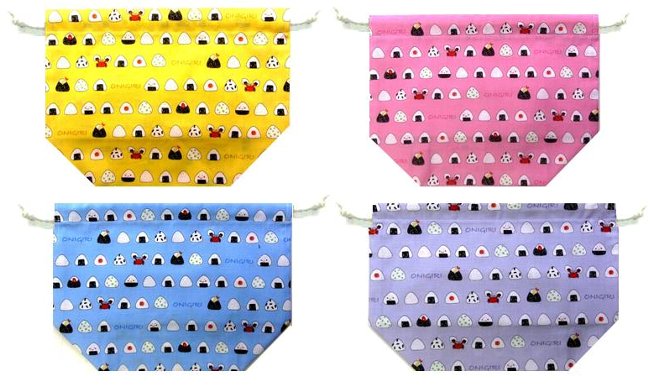 お弁当袋（ 手作り 弁当袋 ) おむすびがいっぱい 柄番号3　 （ 巾着袋 大 弁当袋 お弁当入れ 男の子 女..