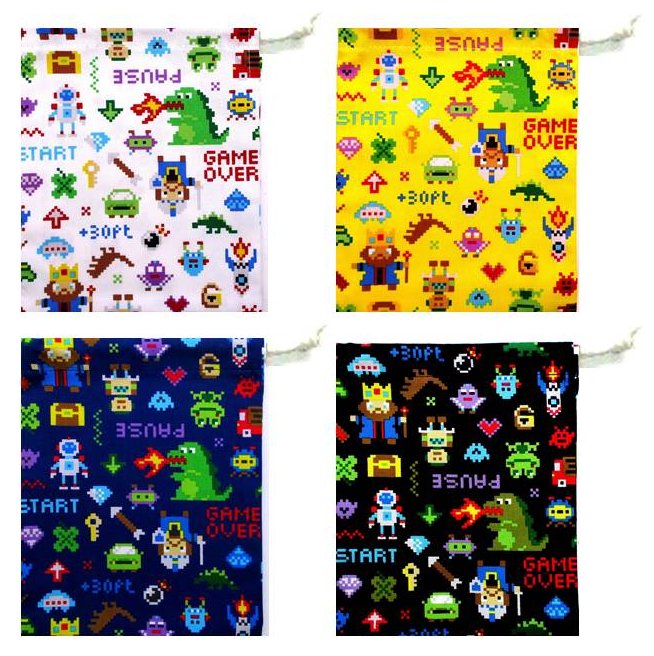 コップ袋 （ 手作り ) ブロック風ゲームワールド （ ゲーム 恐竜 怪獣 車 乗り物 ロボット レゴ ドット..