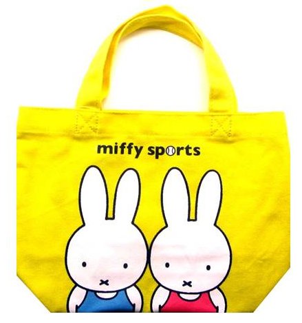 キャラクター トートバック （ ミニトート ) （ マチ付バッグ ) ミッフィー（ スポーツ イエロー 黄色 系 ) （ かばん マザーバッグ 手さげ 手提げ サブバッグ 旅行 遠足 通学 ) （ ミフィー ミィフィー )【メール便 OK】のサムネイル