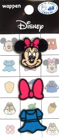 Dressmaking Materials - キャラクター 刺しゅう ワッペン ディズニー （ ミニーマウス )（ 大きさ　約2.5×3cm 約2×2cm 約2×2.5cm 各1枚入り ) （ ワッペン ミニー ワッペン ミニーマウス ワッペン ワッペンミニー ミニーワッペン ワッペン ディズニー アップリケ )