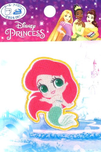 キャラクター 刺しゅう ワッペン ディズニープリンセス （ アリエル リトルマーメイド ) （ 大きさ　約5×4cm 1枚入り ） （ ワッペン プリンセス ワッペン ディズニー プリンセス ワッペン ワッペン ディズニー アップリケ )