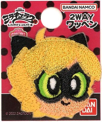 キャラクター 刺しゅう ワッペン ミラキュラス ( レディバグ ＆ シャノワール ) （ シャノワール A ） （ メーカー表記 ミニ )（ 大きさ 約3.5×3.5cm 1枚入り ） （ アイロン かわいい おしゃれ マーク キッズ 男の子 女の子 入園 入学 )