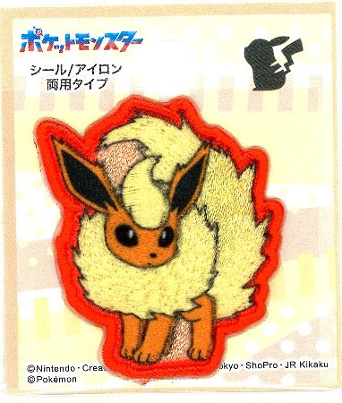 キャラクター 刺しゅう （ シール ) ワッペン ポケットモンスター （ ポケモン ) （ ブースター ) （ 大きさ 約4×3.7cm1枚入り ) （ ポケモン モンスターボール ワッペン アップリケ シールタイプ 接着 ハンドメイド 子供 こども 女の子 男の子 )