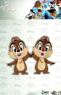 캐릭터 자수 헝겊 Disney 100 ( 디즈니 100 주년 )( 칩 & 데일 ) ( 사이즈 약 4×5 cm 1장들이 )
