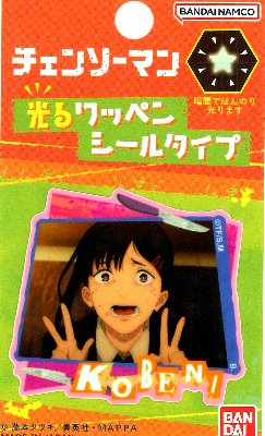 キャラクター 光るワッペン（ シール ) チェンソーマン （ コベニ ) （ サイズ　約4.8×5cm 1枚入り ） （ Chain saw Man チェンソーマン 週刊少年ジャンプ キャラクターワッペン アップリケ かわいい おしゃれ マーク キッズ 子供 こども )