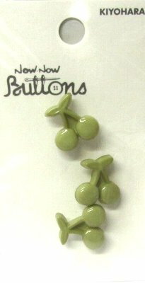 チルドボタン 型抜き サクランボ （ グリーン系 ）（ 大きさ 約15×15×9（厚み）mm 3個入 ) （ ボタン チルドボタン チャイルド ボタン ぼたん 釦 飾り アクセサリー 可愛い かわいい 子供 こども 手芸 ) 【メール便 （ ゆうパケット ) OK】