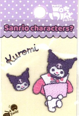 乐天商城 - キャラクター 刺しゅう ワッペン マイメロディ＆クロミ （ クロミ ) （ 大きさ　約4×2.5cm・約1.5×1.5cm 各1枚入り )（ ワッペン マイメロ ワッペン マイメロディ ワッペン クロミ ワッペン クロミちゃん ワッペン サンリオ アップリケ )