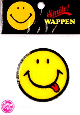 キャラクター 刺しゅう ワッペン スマイリー （ フェイス ペロスマイル ) （ キャラクターワッペン アップリケ アイロン 刺繍 かわいい おしゃれ マーク キッズ 子供 こども 男の子 女の子 入園 入学 )