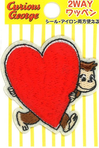 ◇ キャラクター 刺しゅう ワッペン キュリアスジョージ （ おさるのジョージ ) （ LOVE ) （ メーカー表記小 )（ サイズ 約4.7×4.5cm 1枚入り ） （ ワッペン おさるのジョージ ワッペン ワッペンおさるのジョージ おさるのジョージワッペン )