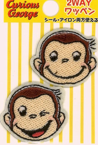 乐天商城 - ◇ キャラクター 刺しゅう ワッペン キュリアスジョージ （ おさるのジョージ ) （ フェイスセット ) （ メーカー表記小 )（ サイズ 約2.8×3.3cm 約2.8×3.3cm ）計2枚入り （ ワッペン おさるのジョージ ワッペン ワッペンおさるのジョージ )