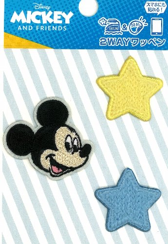 乐天商城 - キャラクター 刺しゅう ワッペン ミッキーマウス （ ミッキーと星のセット ) （ 大きさ 約3.5×3.7cm 約2.7×2.7cm 約2.7×2.7cm 各1枚入り ) （ ワッペン ミッキー ワッペン ワッペンミッキー ミッキーワッペン ワッペン ディズニー )