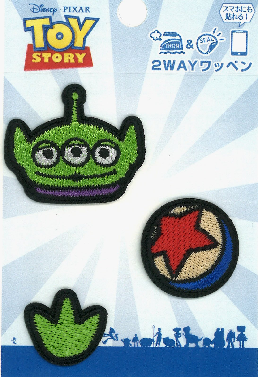 Dressmaking Materials - ◇ キャラクター 刺しゅう ワッペン トイストーリー （ エイリアンパーツアイコンセット ）（ 大きさ 約3.3×3.8cm 約2.7×2.7cm 約2×2.3cm 各1枚入り ) ( ワッペン トイストーリー ワッペン トイ・ストーリー ワッペン ディズニー アップリケ )