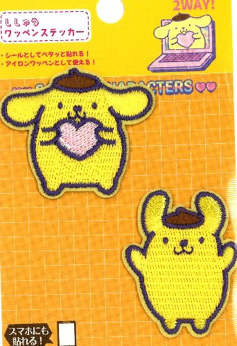 乐天商城 - キャラクター 刺しゅう ワッペン （ ステッカー ) ポムポムプリン （ 2個セット ) （ 大きさ 約 3.8×4.5cm・約 4.2×3.5cm　各1枚入り ) （ ワッペン ポムポムプリン ワッペン ワッペンポムポムプリン ポムポムプリンワッペン サンリオ ステッカー )