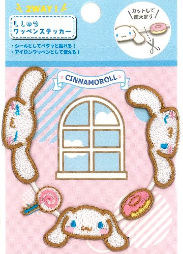 キャラクター 長～い ワッペン （ ステッカー ) シナモロール （ ラインワッペン ) （ 大きさ 約 2×13cm　1枚入 ) （ ワッペン シナモロール ワッペン シナモン ワッペン サンリオ ワッペン シナモンロール ワッペンアップリケ ステッカー )