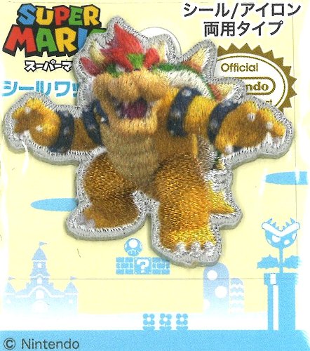◇ キャラクター シール（ 刺しゅう ） ワッペン スーパーマリオ （ クッパ ) （ 大きさ　約3.5×4.5cm 1枚入り ) （ ワッペン マリオ ワッペン スーパーマリオ ワッペン ワッペンマリオ マリオワッペン アップリケ )