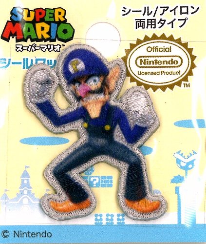 キャラクター シール（ 刺しゅう ） ワッペン スーパーマリオ （ ワルイージ ) （ 大きさ　約4×3cm 1枚入り ) （ ワッペン マリオ ワッペン スーパーマリオ ワッペン ワッペンマリオ マリオワッペン アップリケ )