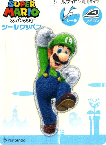 乐天商城 - キャラクター 刺しゅう ワッペン スーパーマリオ （ ルイージ ) （ 大きさ　約8×3.5cm 1枚入り ) （ ワッペン マリオ ワッペン スーパーマリオ ワッペン ワッペンマリオ マリオワッペン アップリケ )