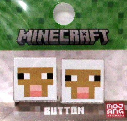按钮 - キャラクター ボタン マインクラフト （ SHEEP ヒツジ ) （ 大きさ 約1.5×1.5cm 2個入り ) （ ボタン マインクラフト ボタンマインクラフト マインクラフト ボタン マインクラフトボタン ボタン マイクラ ボタンマイクラ ) 【メール便 OK】