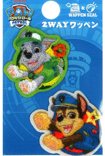 Rakuten - キャラクター 刺しゅう ワッペン パウパトロール （ Paw Patrol ) （ チェイス ＆ ロッキー ) （ 大きさ　約3×3cm・約3×3.2cm 各1枚入り メーカー表記 小 ) （ ワッペン パウパト ワッペン パウパトロール ワッペン ワッペンパウパト )
