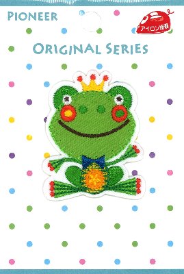 乐天商城 - 刺しゅう ワッペン オリジナルシリーズ大きさ　（本体　約4×5cm）1枚入り （ かえる ) （ ワッペン アップリケ アイロン マーク 刺繍 かわいい おしゃれ マーク キッズ 子供 こども 男の子 女の子 入園 入学 )
