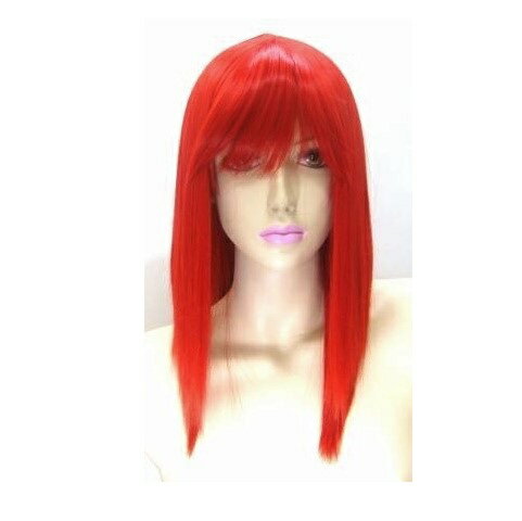 【送料無料】 コスプレ ウィッグ　セミロング（（aeat-TF50 レッド　赤 ウィッグネット付き）50cm アニメ ゲーム キャラクター ウィッグ ハロウィン　コミケ 仮装 かつら ファッション 舞台 演劇　ミュージカル イベント