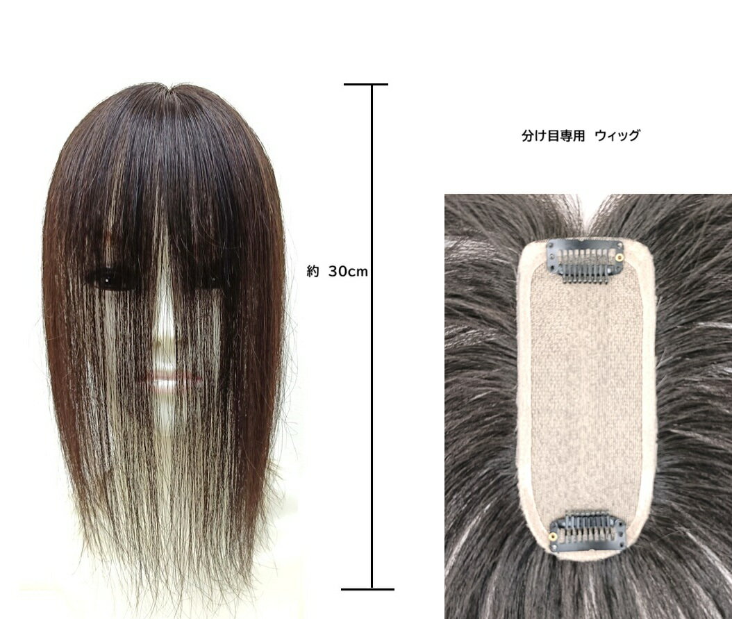 Rakuten - 【EM-TP 5cm×13cm　毛長30cm】 ダークブラウン 引き抜きタイプ）人毛100％ 分け目専用ウィッグ ロングヘア