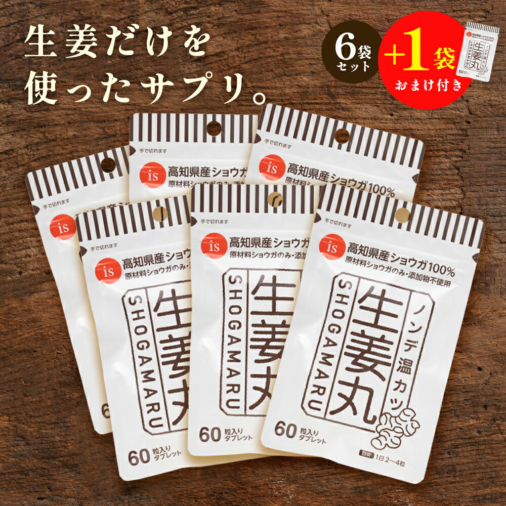 生姜丸6袋ご購入で+1袋無料でついてくる♪高知県産生姜100%使用　無添加サプリメント　ノンデ温カツ「生姜丸」