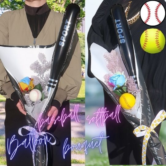 卒業式 卒団式 花束 野球バット 付きバルーンブーケ (野球ボール ソフトボール入り)バルーン 造花 3年生を送る会 6年生を送る会 スポーツ 部活ブーケ バル...
