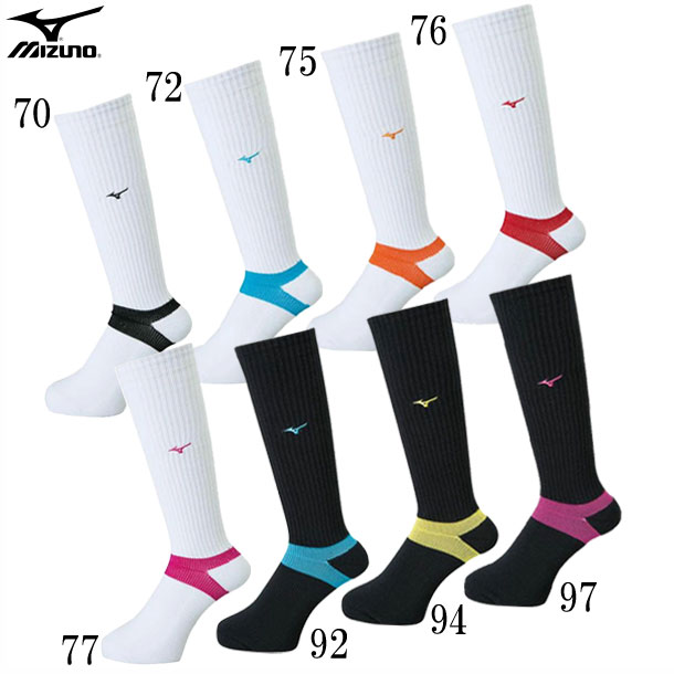 ★チームカラーで揃えられるロングソックス★【メール便可230円】【ミズノ　MIZUNO】【ソックス　靴下】バレーボール　ロングソックス　ユニセックス　V2MX800775　ホワイト×オレンジ　[200203] 父の日 プレゼント