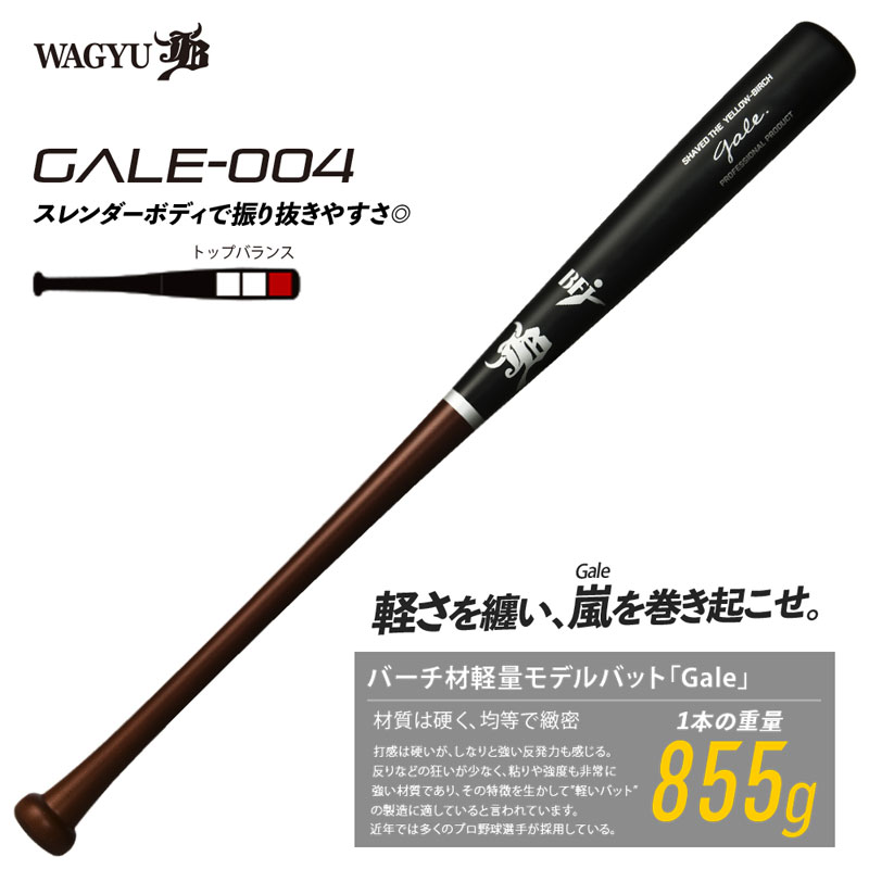 和牛JB バーチ材硬式木製バット (Gale) ゲイル野球 軽量(中学硬式 高校 大学社会人) 22FW(GALE004)