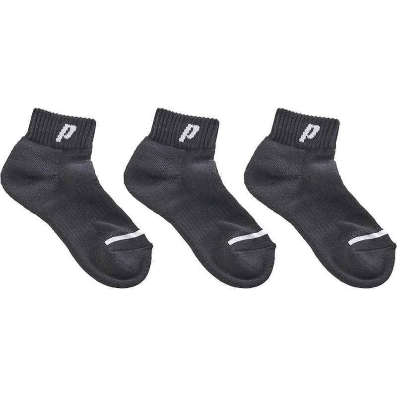 【ロット販売:入り数25】Prince(プリンス)レディース ブラックショート (3足セット)テニス ソックス(ps309s)