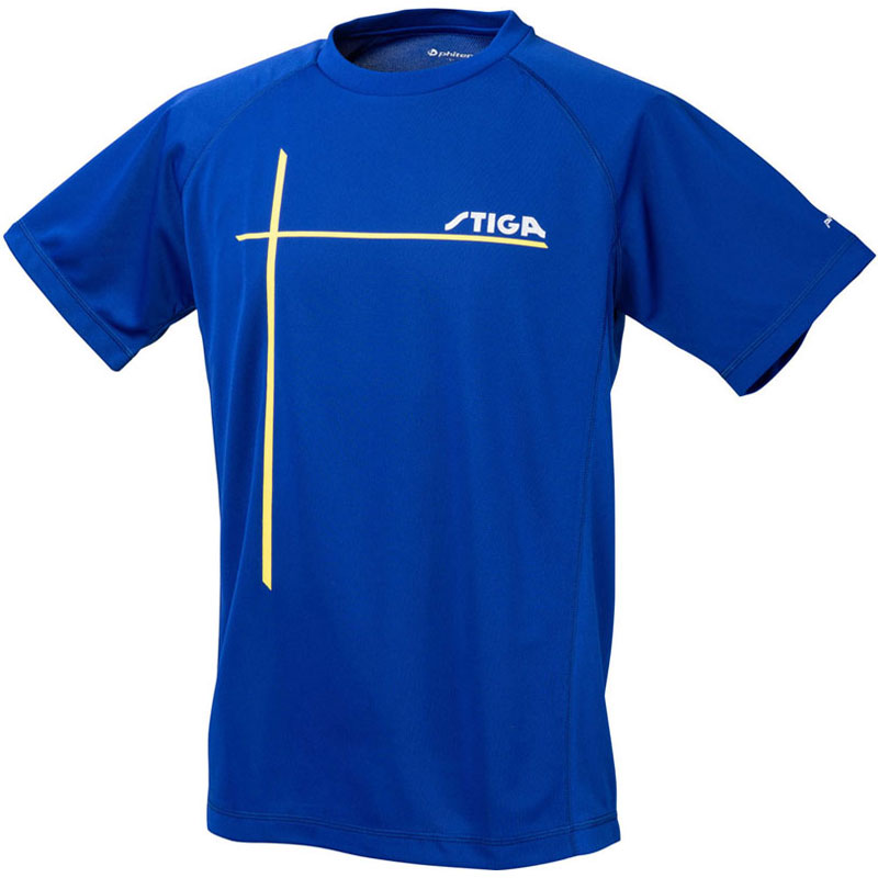 STIGA(スティガ)ファイテンコラボシャツ ロイヤルブルー 男女兼用 O卓球 ゲームシャツ(1854486607)