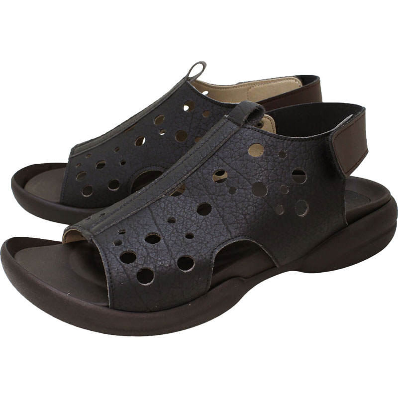 Re:getA リゲッタR286 パンチングサンダルカジュアル サンダルr286-blk