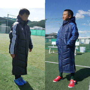 83 KIDS ESS パデッド ロングコート 【adidas】アディダス JR ジュニア サッカー 中綿 ベンチコート 18FW (FVW50)*48