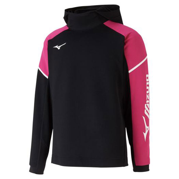 スウェットパーカ(ユニセックス) (96ブラック×ピンク)【MIZUNO】ミズノテニス ソフトテニス ウエア スウェット(62JC0003)