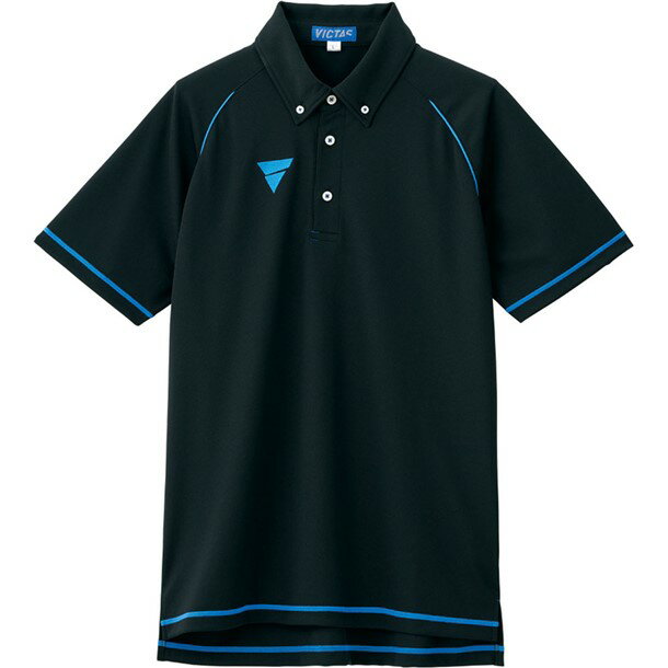 VICTASロゴを刺繍で入れた高級感のあるシンプルなボタンダウンタイプのポロシャツです。 ※別寸対応は受け付けておりません。 ※公式試合では着用いただけません。 素材：ポリエステル100％ 機能：吸汗速乾、軽量 男女兼用 【カラー】(0020)